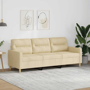 Canapea cu 3 locuri, crem, 180 cm, material textil