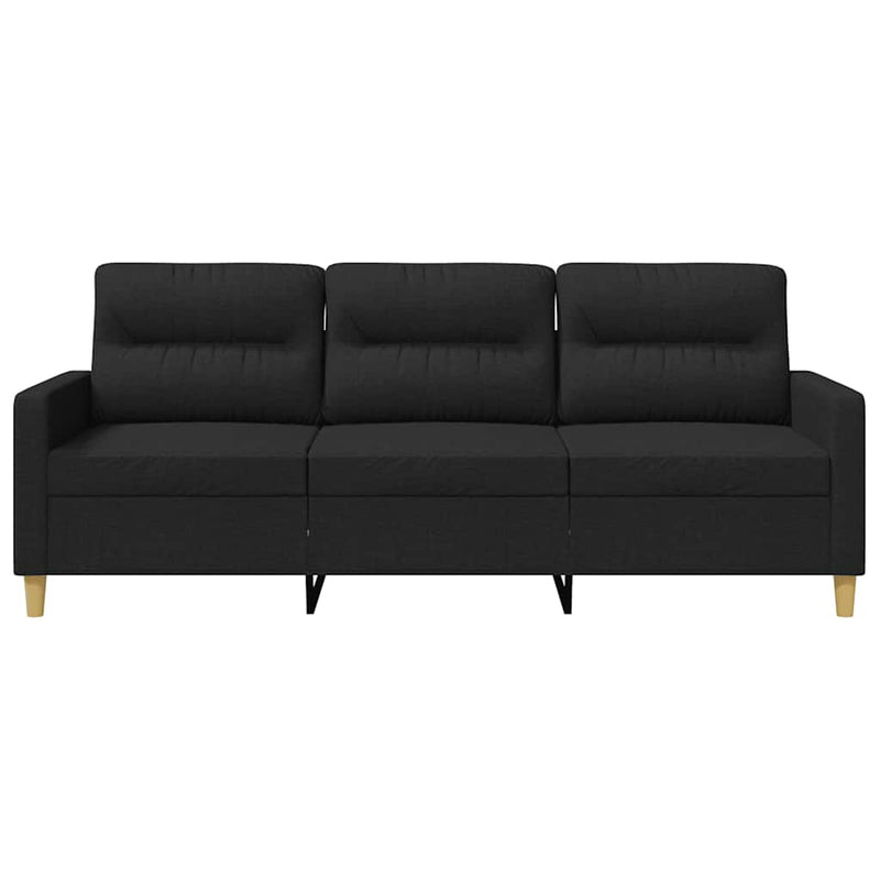Canapea cu 3 locuri, negru, 180 cm, material textil