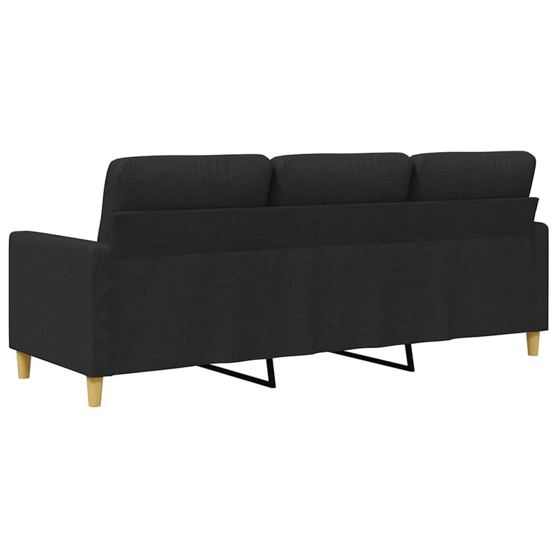 Canapea cu 3 locuri, negru, 180 cm, material textil