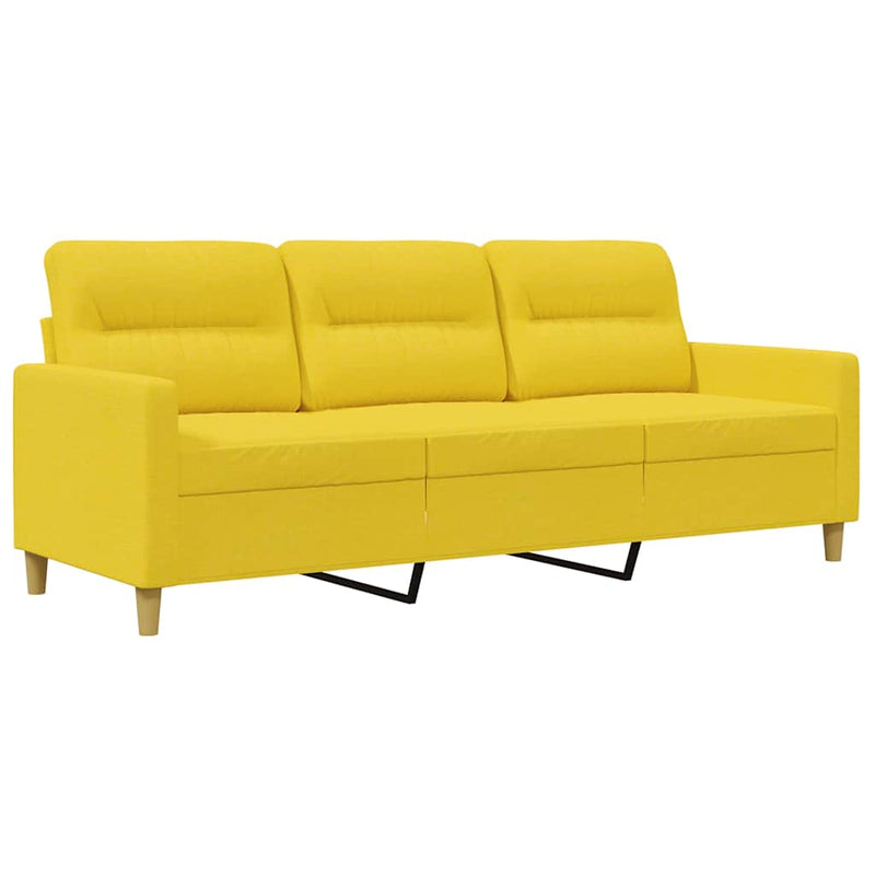 Canapea cu 3 locuri, galben deschis, 180 cm, material textil