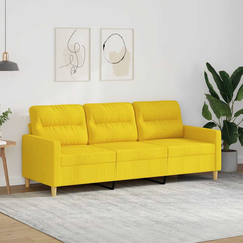 Canapea cu 3 locuri, galben deschis, 180 cm, material textil