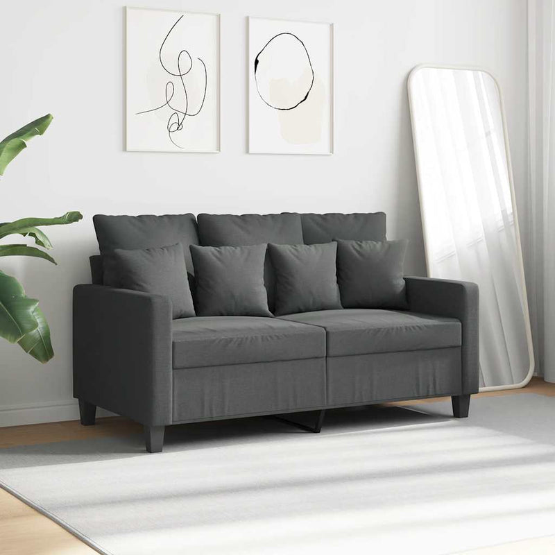 Canapea cu 2 locuri, gri închis, 120 cm, material textil