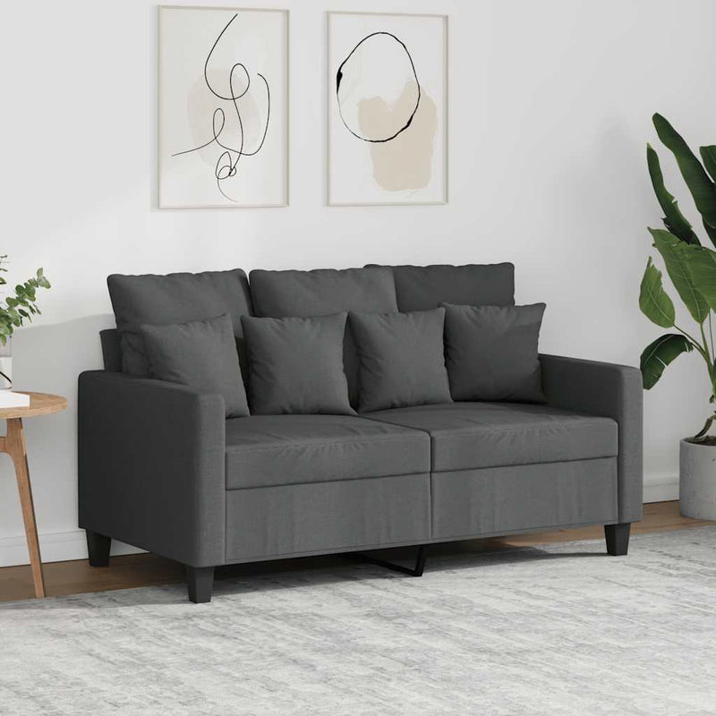 Canapea cu 2 locuri, gri închis, 120 cm, material textil