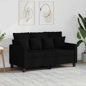 Canapea cu 2 locuri, negru, 120 cm, material textil