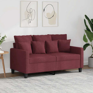 Canapea cu 2 locuri, roșu vin, 120 cm, material textil