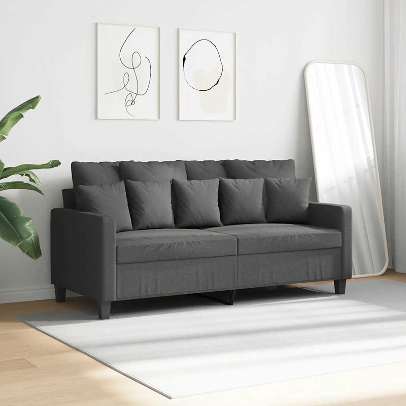 Canapea cu 2 locuri, gri închis, 140 cm, material textil