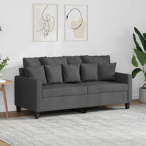 Canapea cu 2 locuri, gri închis, 140 cm, material textil