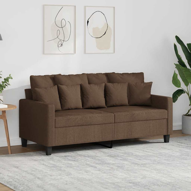 Canapea cu 2 locuri, maro, 140 cm, material textil