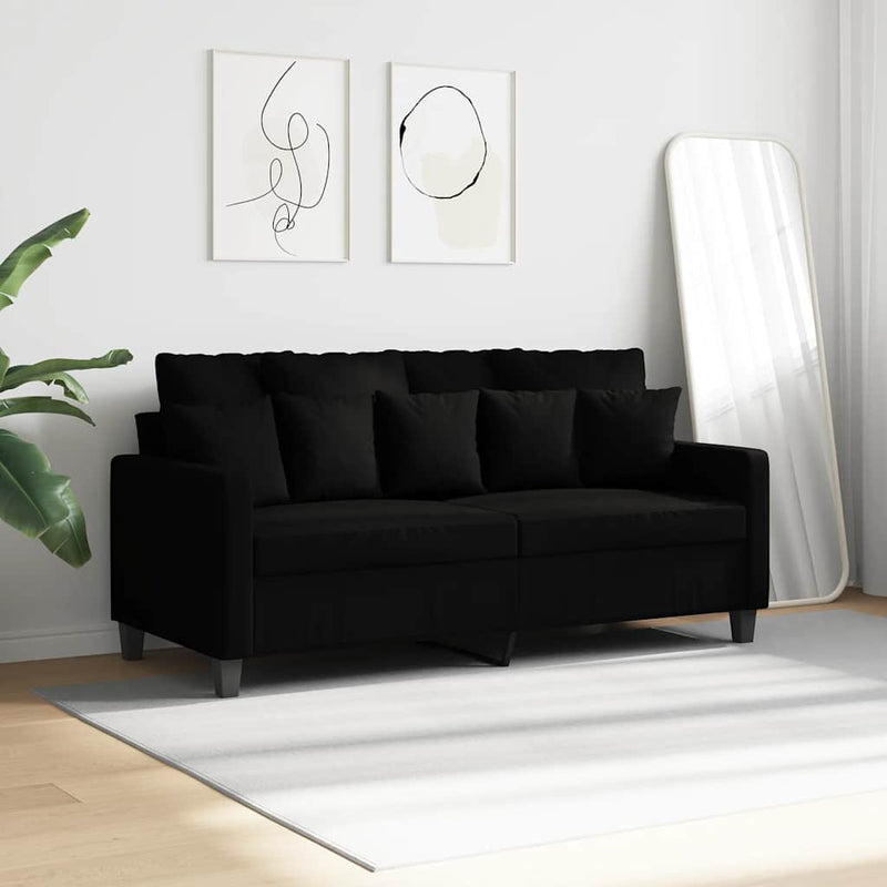 Canapea cu 2 locuri, negru, 140 cm, material textil