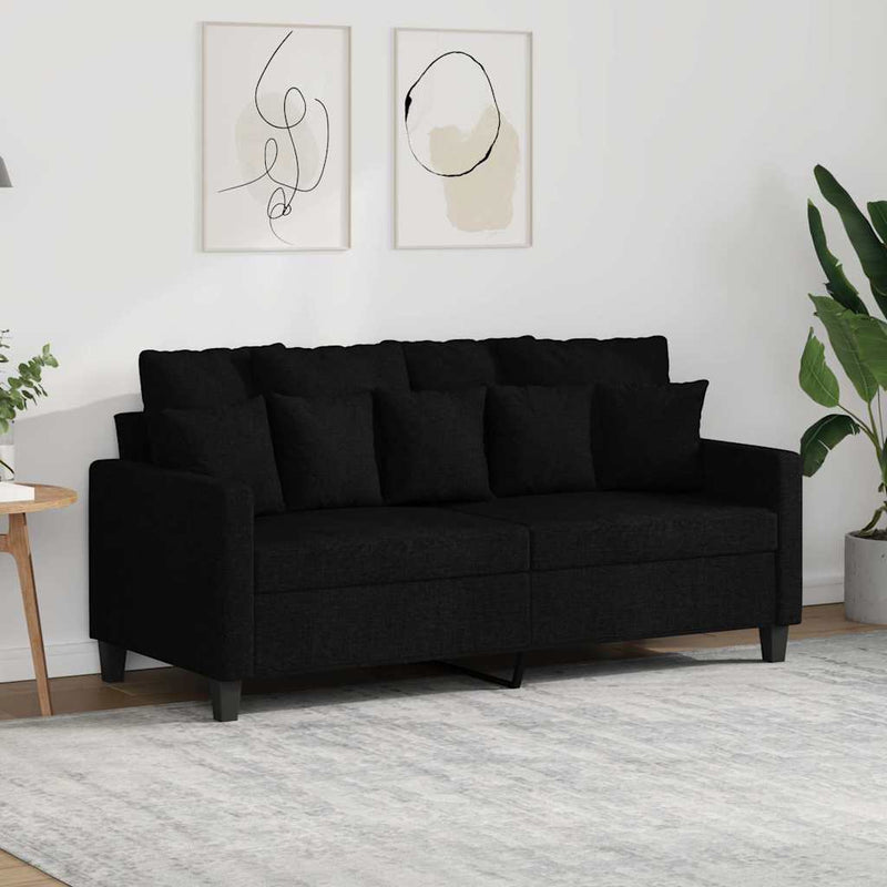 Canapea cu 2 locuri, negru, 140 cm, material textil