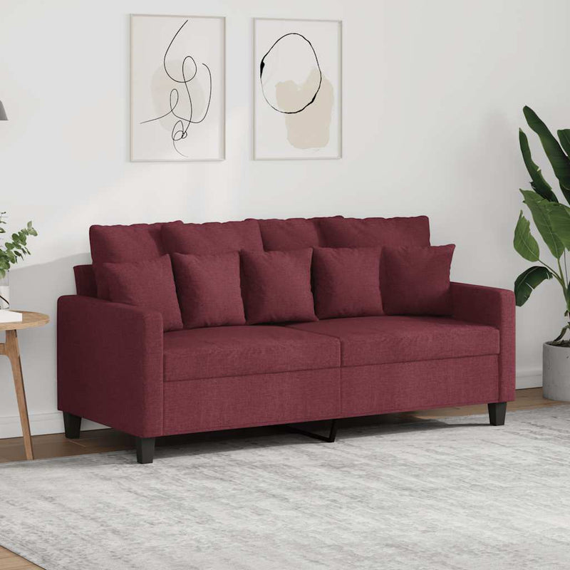 Canapea cu 2 locuri, roșu vin, 140 cm, material textil