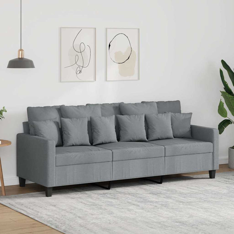 Canapea cu 3 locuri, gri deschis, material 180CM textil