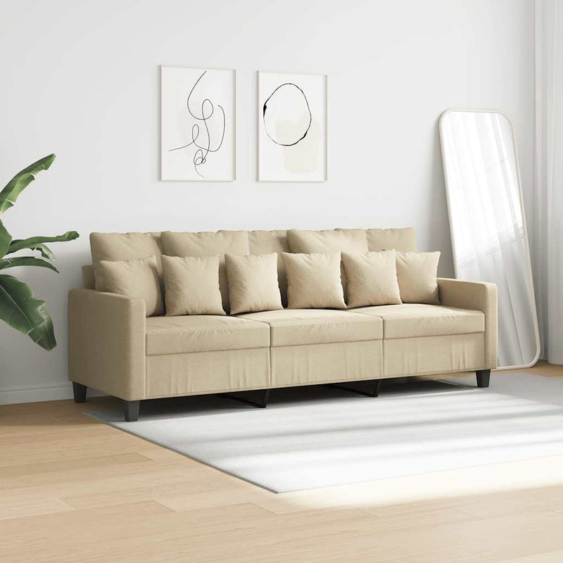 Canapea cu 3 locuri, crem, 180 cm, material textil