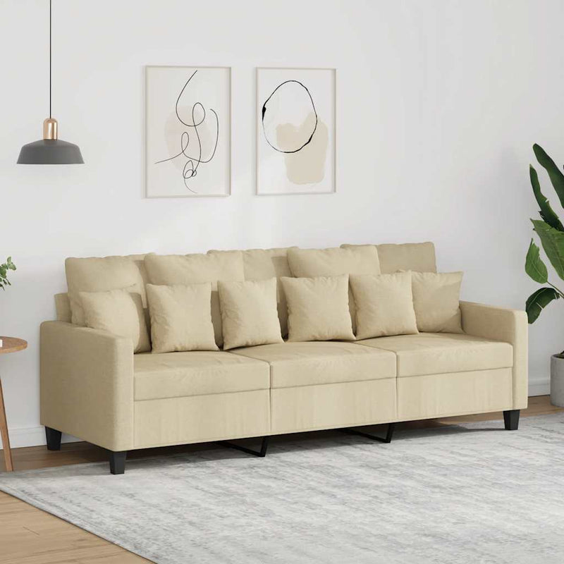 Canapea cu 3 locuri, crem, 180 cm, material textil