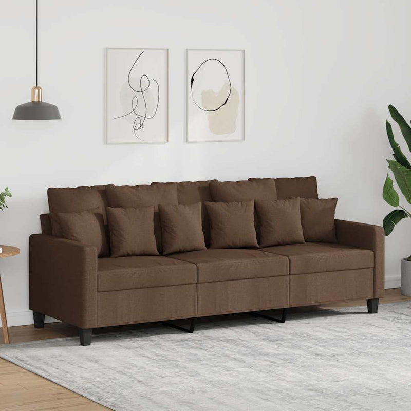 Canapea cu 3 locuri, maro, 180 cm, material textil