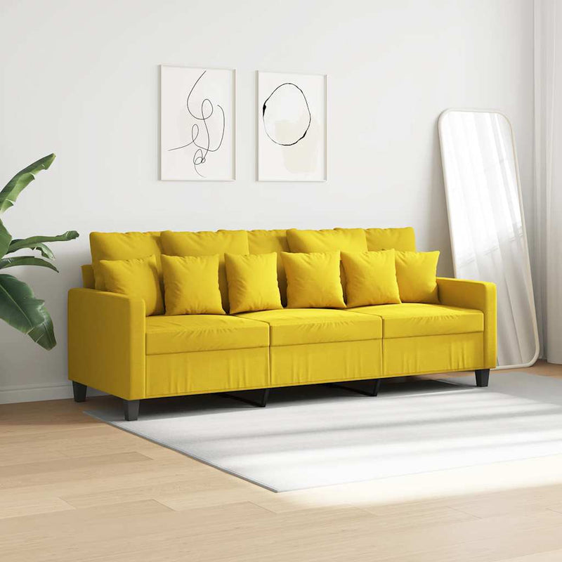 Canapea cu 3 locuri, galben deschis, 180 cm, material textil