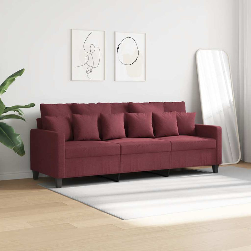Canapea cu 3 locuri, roșu vin, 180 cm, material textil