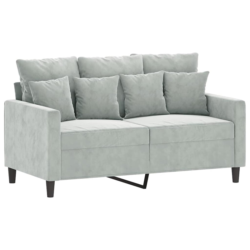 Canapea cu 2 locuri, gri deschis, 120 cm, catifea