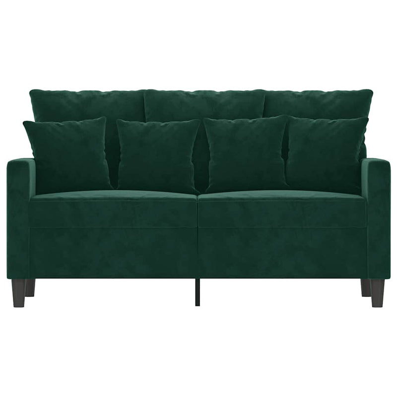 Canapea cu 2 locuri, verde închis, 120 cm, catifea