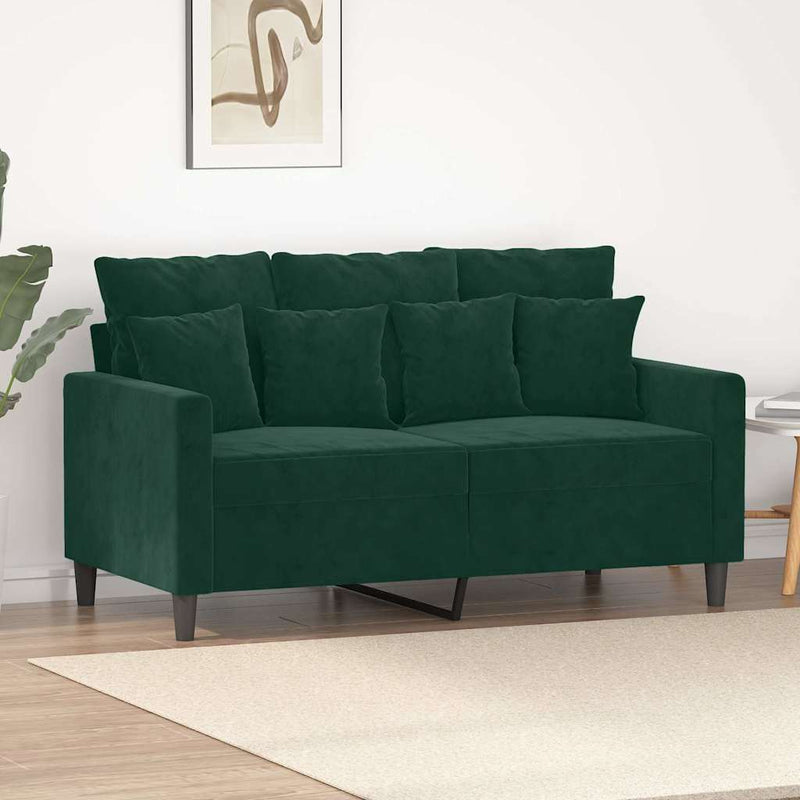 Canapea cu 2 locuri, verde închis, 120 cm, catifea