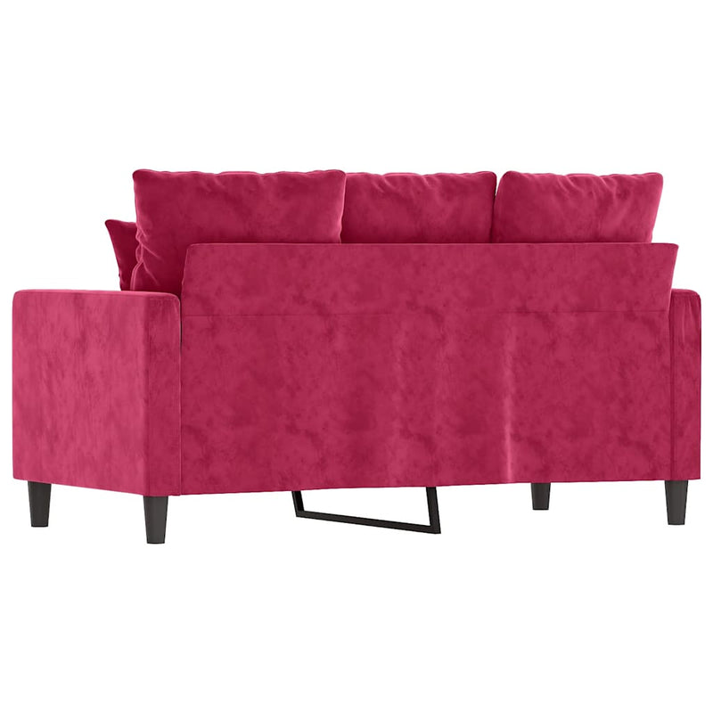 Canapea cu 2 locuri, roșu vin, 120 cm, catifea
