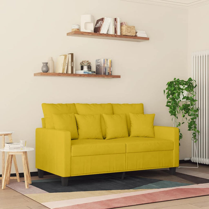 Canapea cu 2 locuri, galben, 120 cm, catifea