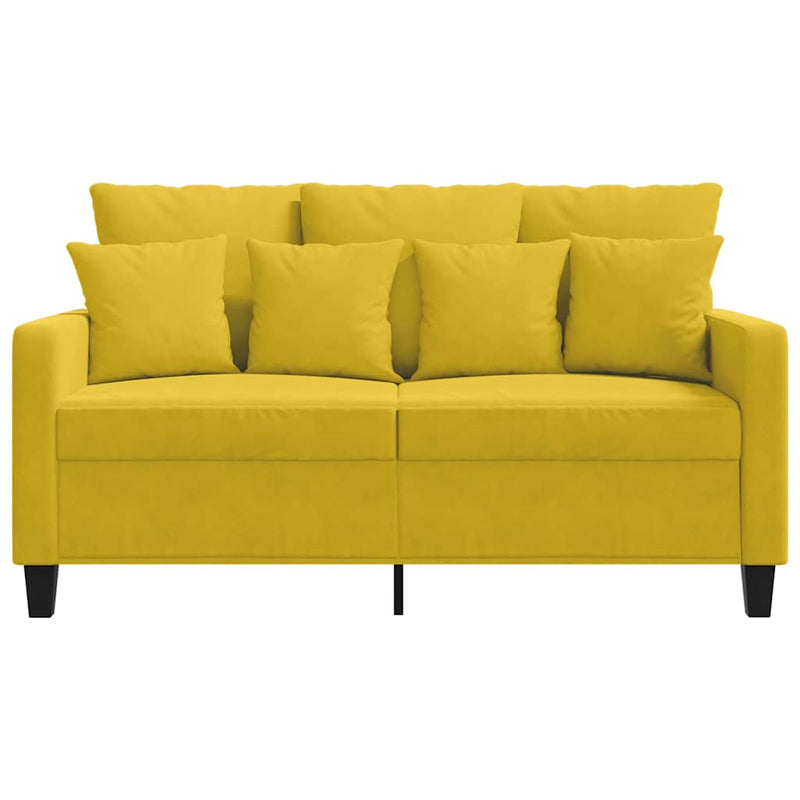 Canapea cu 2 locuri, galben, 120 cm, catifea