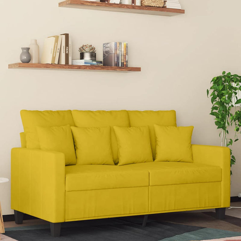 Canapea cu 2 locuri, galben, 120 cm, catifea