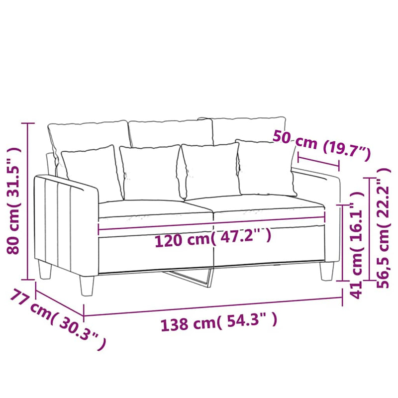 Canapea cu 2 locuri, albastru, 120 cm, catifea