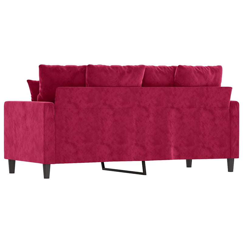 Canapea cu 2 locuri, roșu vin, 140 cm, catifea