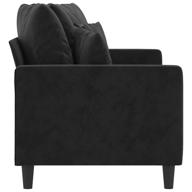 Canapea cu 2 locuri, negru, 140 cm, catifea