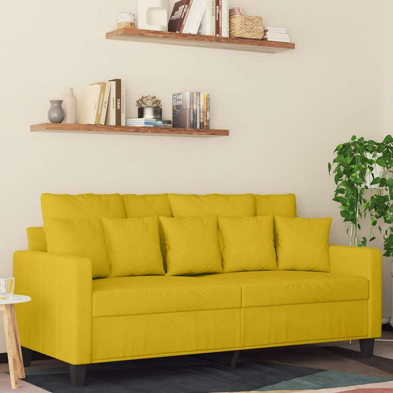 Canapea cu 2 locuri, galben, 140 cm, catifea