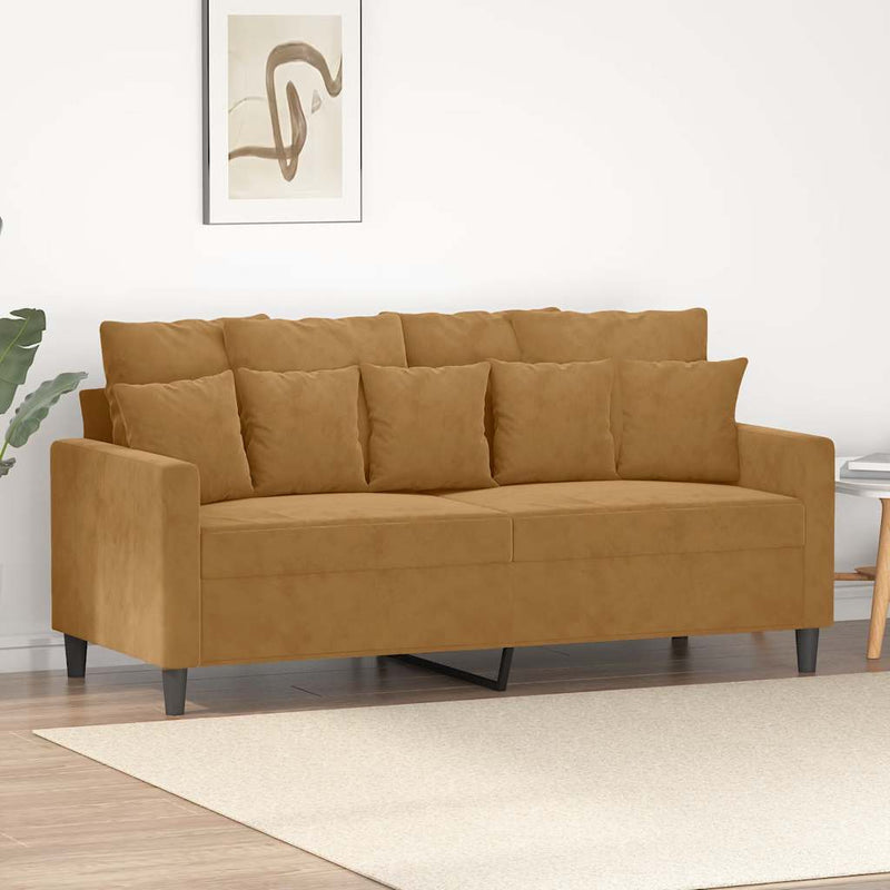 Canapea cu 2 locuri, maro, 140 cm, catifea