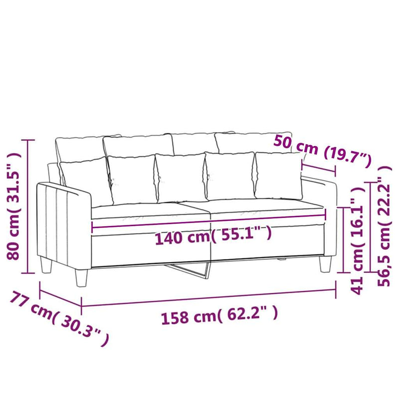 Canapea cu 2 locuri, albastru, 140 cm, catifea