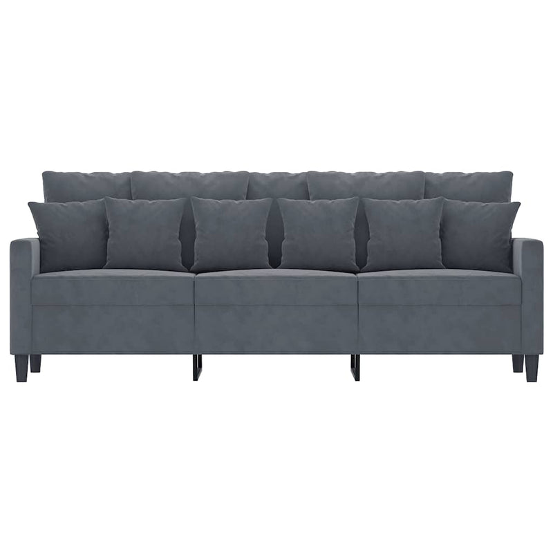 Canapea cu 3 locuri, gri închis, 180 cm, material catifea