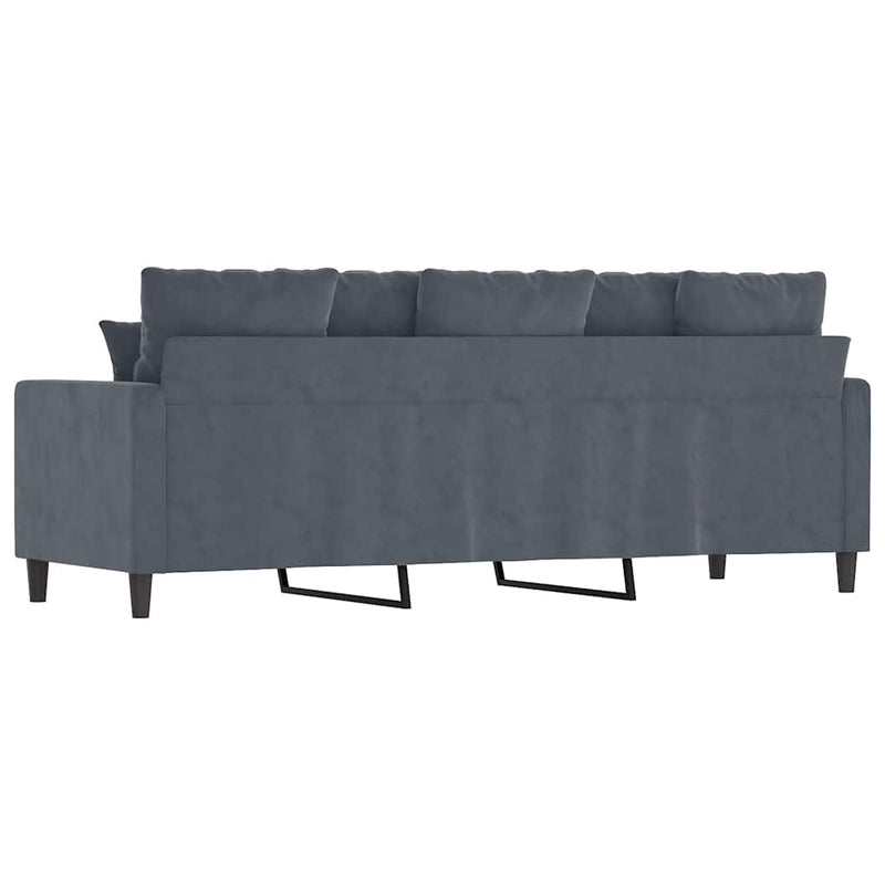 Canapea cu 3 locuri, gri închis, 180 cm, material catifea