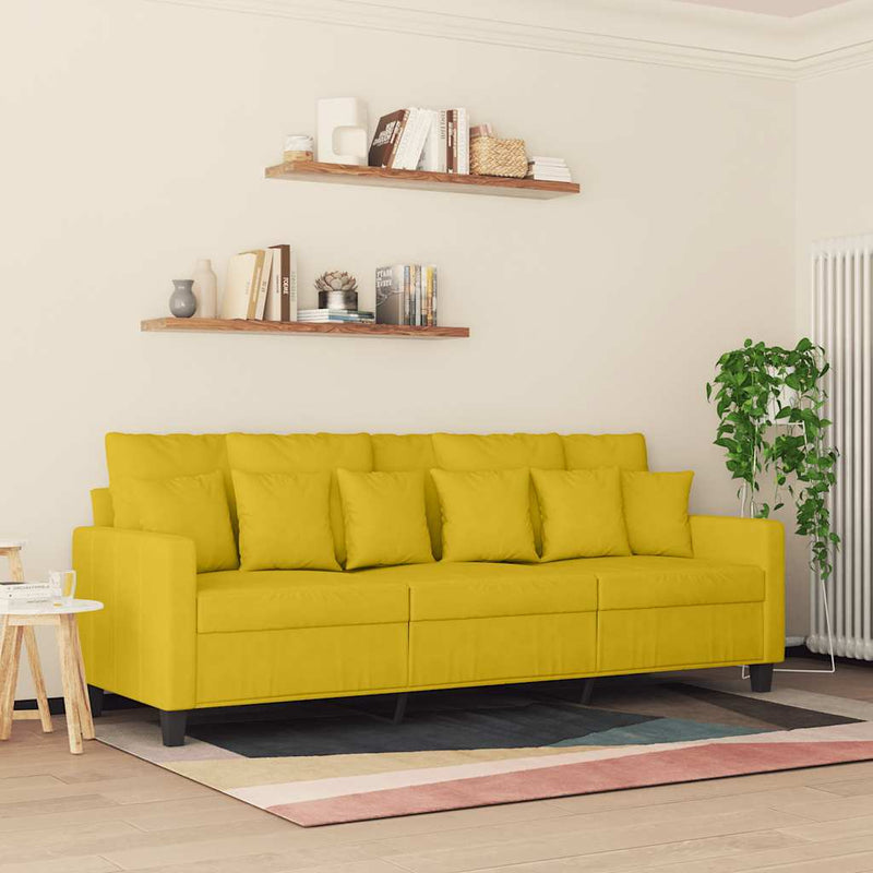Canapea cu 3 locuri, galben, 180 cm, catifea
