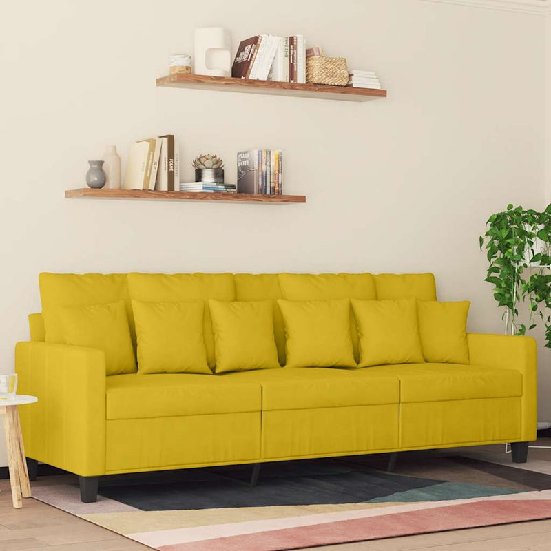 Canapea cu 3 locuri, galben, 180 cm, catifea