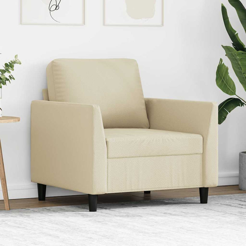 Canapea de o persoană, crem, 60 cm, piele ecologică