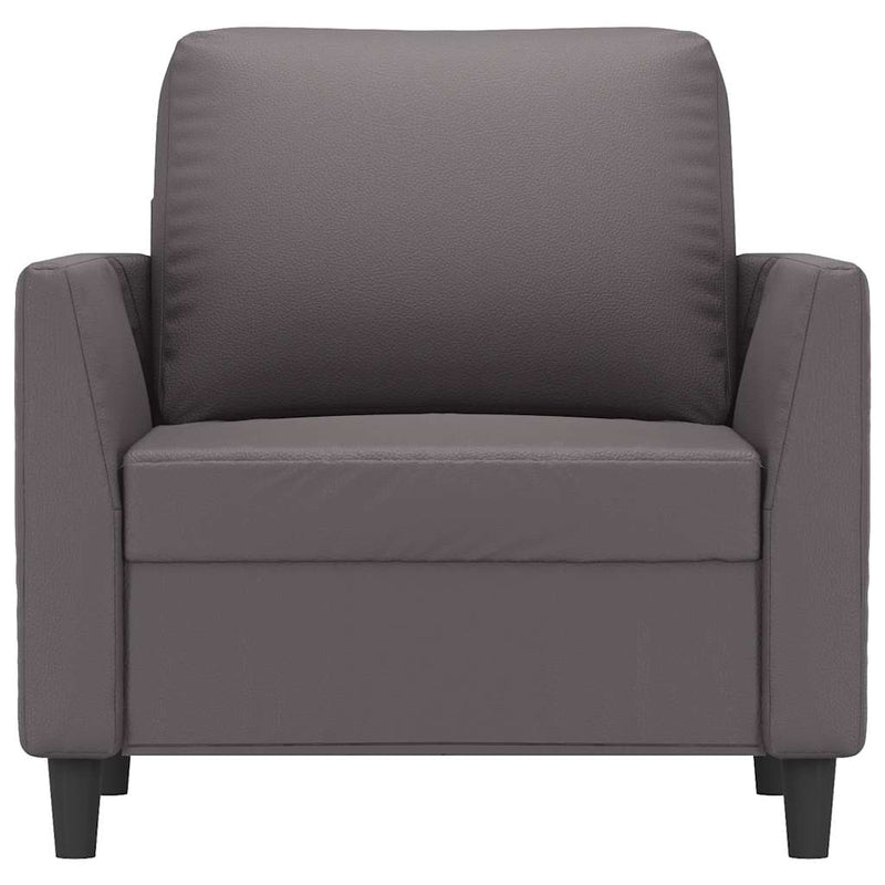 Canapea de o persoană, gri, 60 cm, piele ecologică