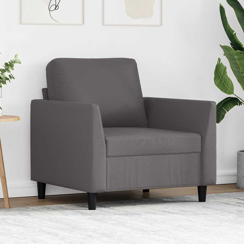 Canapea de o persoană, gri, 60 cm, piele ecologică
