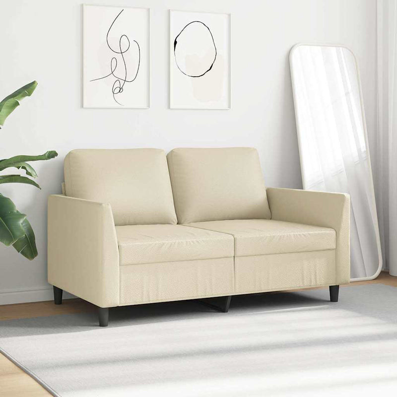 Canapea cu 2 locuri, crem, 120 cm, piele ecologică