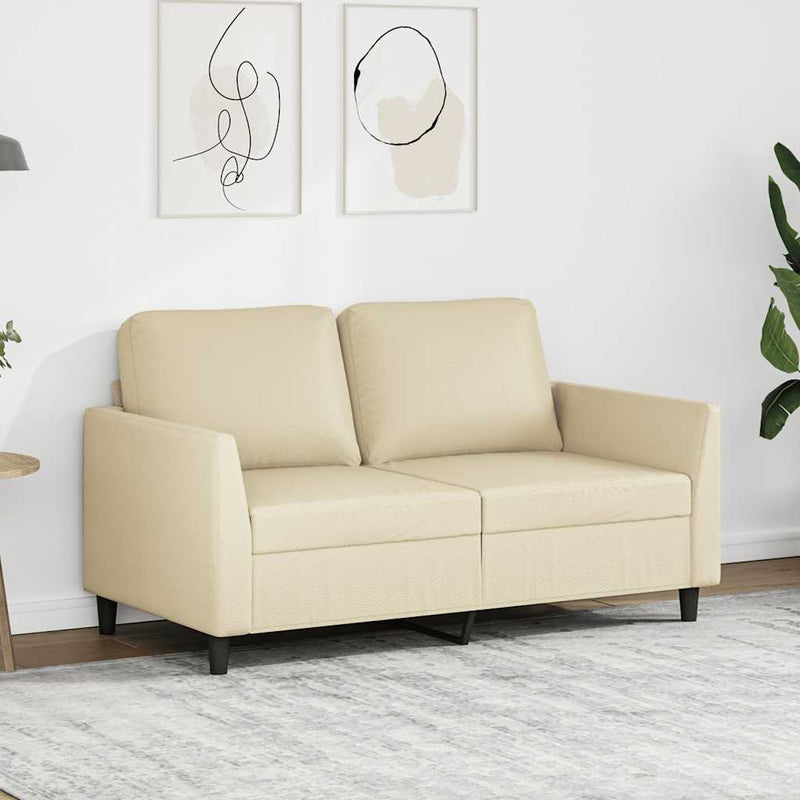 Canapea cu 2 locuri, crem, 120 cm, piele ecologică