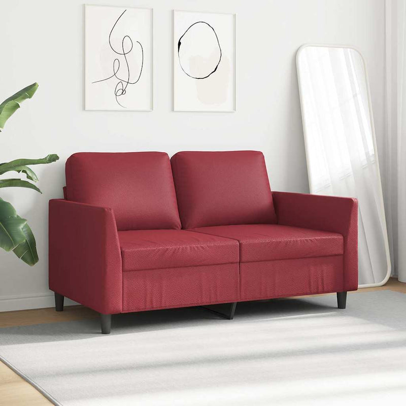 Canapea cu 2 locuri, roșu vin, 120 cm, material textil