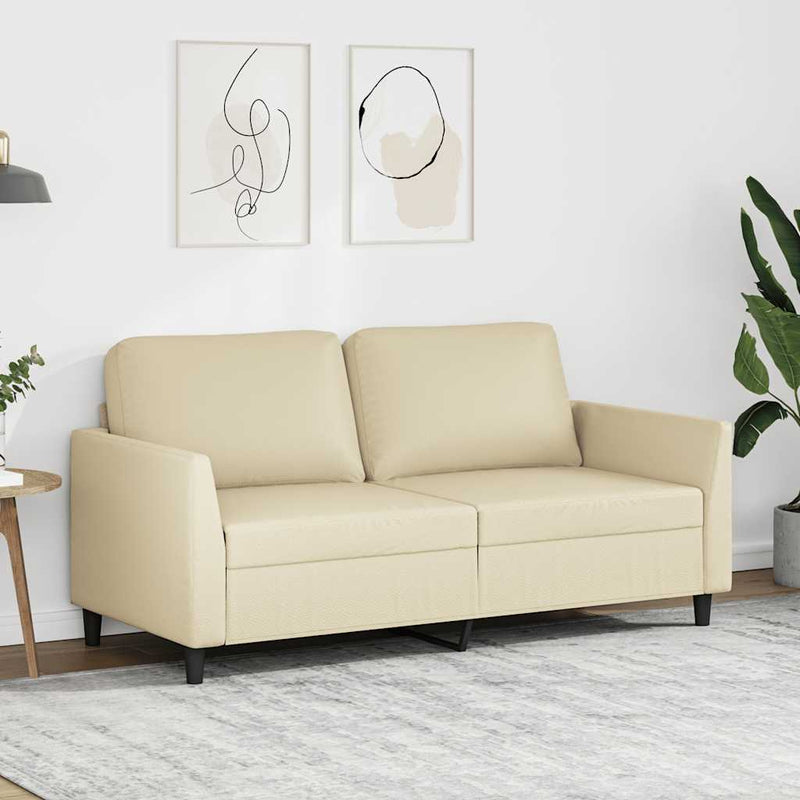 Canapea cu 2 locuri, crem, 140 cm, piele ecologică