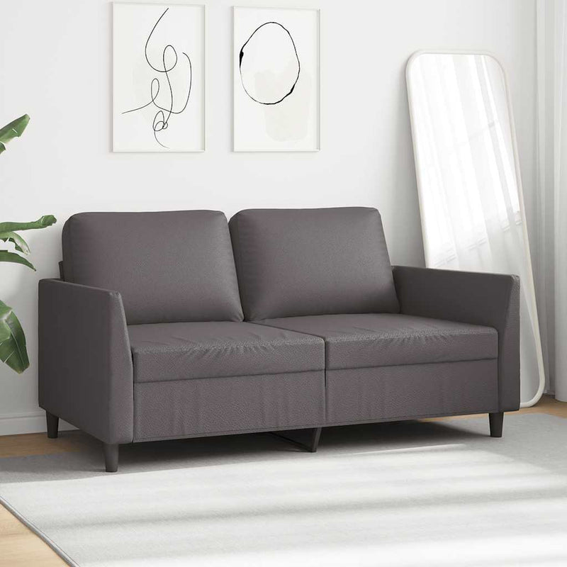 Canapea cu 2 locuri, gri, 140 cm, piele ecologică
