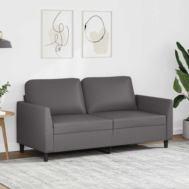 Canapea cu 2 locuri, gri, 140 cm, piele ecologică