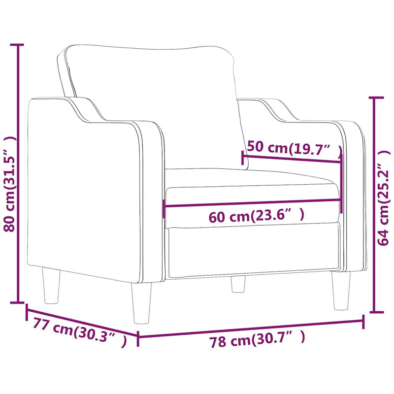 Fotoliu canapea, crem, 60 cm, material textil