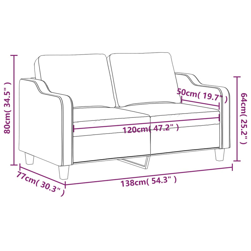 Canapea cu 2 locuri, roșu vin, 120 cm, material textil