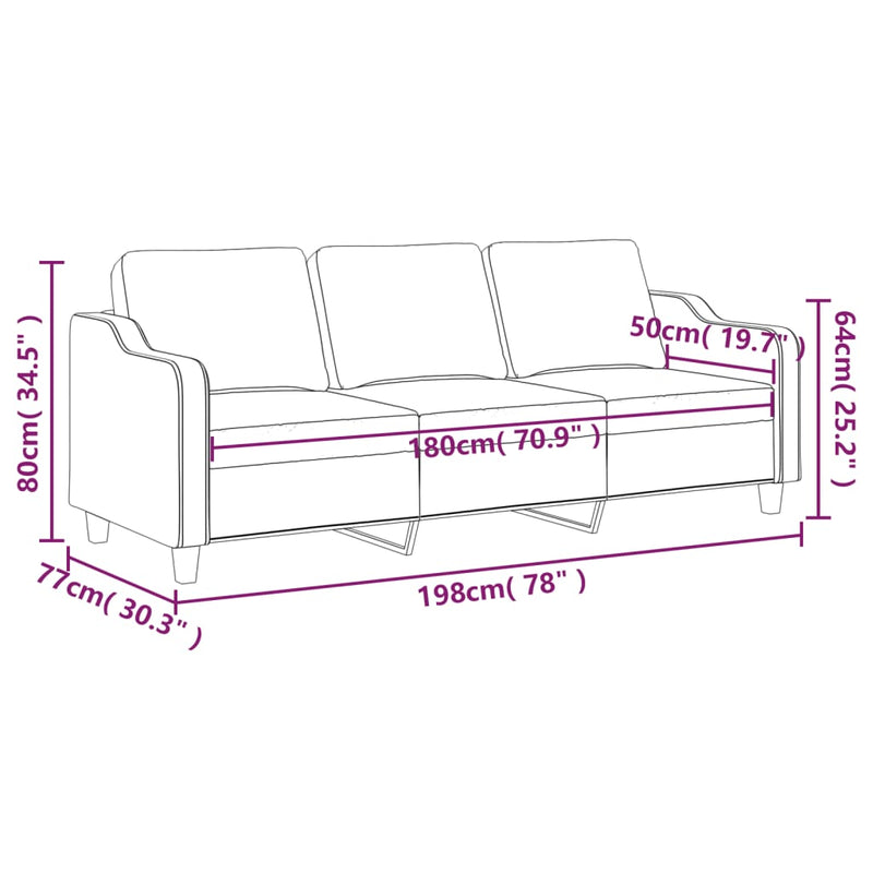 Canapea cu 3 locuri, roșu vin, 180 cm, material textil